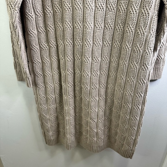 Joie Tan Long Sleeve Cable Knit Long Cardigan Open Front Sweater Size Large - Picture 10 of 13